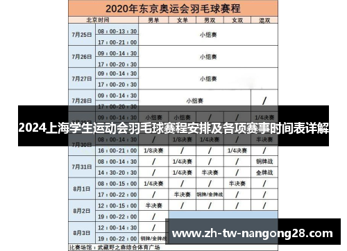 2024上海学生运动会羽毛球赛程安排及各项赛事时间表详解